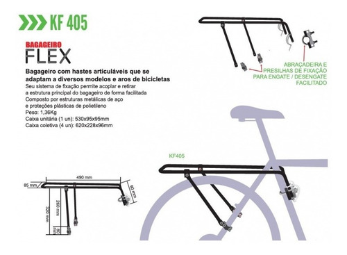 Imagem 6 de 7 de Bagageiro Flex Kalf Aro De 26 Á 29 Articulado Freio A Disco