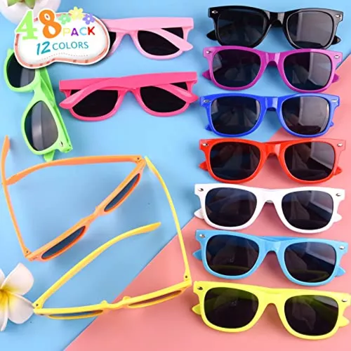 MIAHART Gafas de sol de fiesta para niños, gafas de colores neón a granel  para verano, playa, piscina, fiesta, carnaval, premios de fiesta de