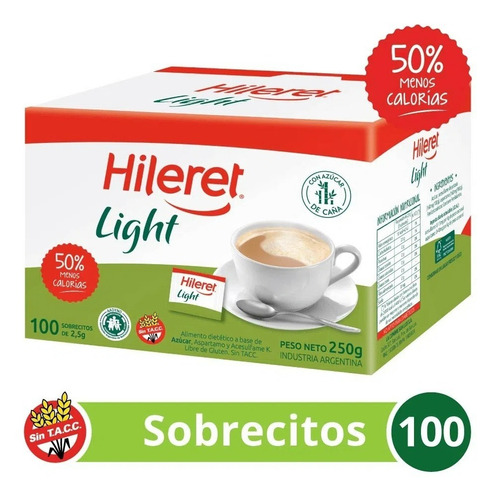 Azúcar Hileret Light X 100 Sobrecitos Endulzantes 