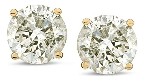 Pendientes Diamantes Redondos, Oro 14k.