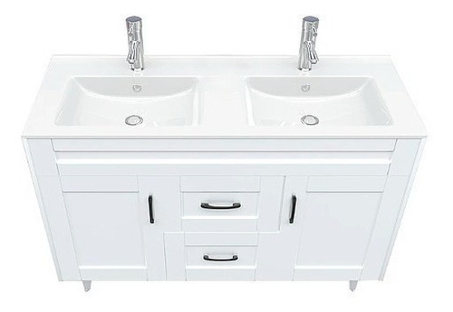 Gabinete para baño Dec Haüs Deluxe 120 doble de 1.2m de ancho, 80cm de alto y 48cm de profundidad con lavabo y mueble color blanco con un agujero para grifería