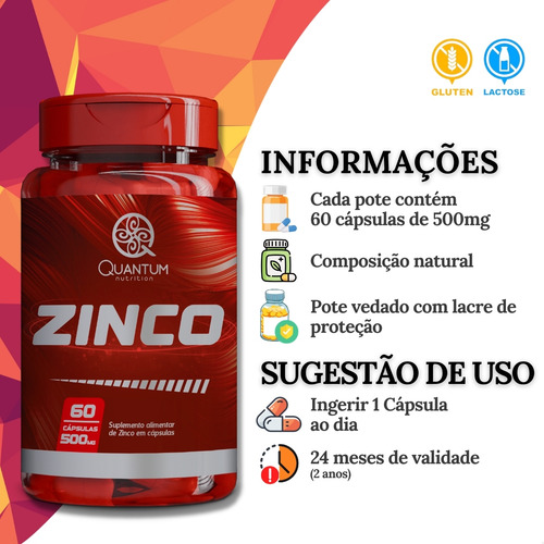 2 Potes Zinco Puro Concentrado Kit 120 Cáps - Quantum