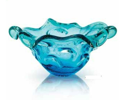 Centro Cristal Murano Azul Verde 21x45cm Sao Marcos 12x