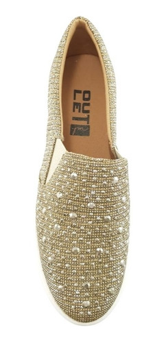 Tenis Sem Cadarco Feminino De Enfiar O Pe Slip Dourado Max
