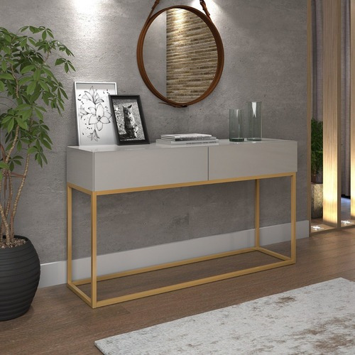 Aparador Para Sala De Jantar Eros Para Ambientes Modernos Cor Off White/dourado