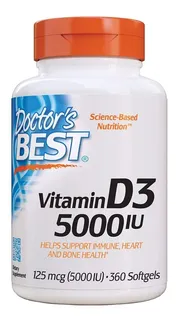 Vitamina D3 Importado 5000 Iu - 360 Softgel