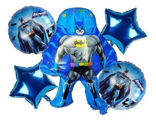 Bouquet 5 Globos Batman 60cm 3d+4metalizados 45cm