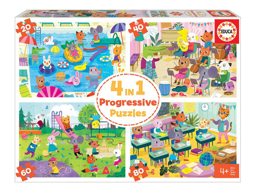 Imagen 1 de 5 de Set Puzzle Escuela Piscina Jardin Rompecabezas Educa Niños ®