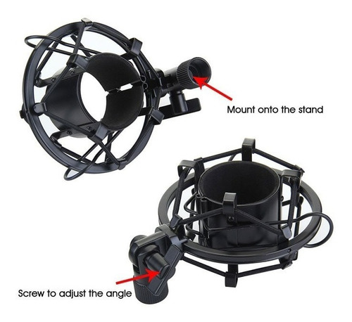 Shock Mount Standard Para Microfono Condenser Marca Elefir Color Negro