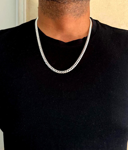 Cadena Plata Italiana 925 Modelo Cubana 6 Mm - Collar Hombre