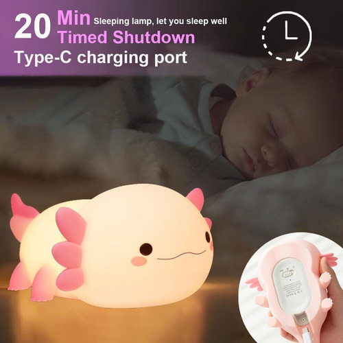 . Bonita Lámpara Nocturna Axolotl For Dormitorio Infantil