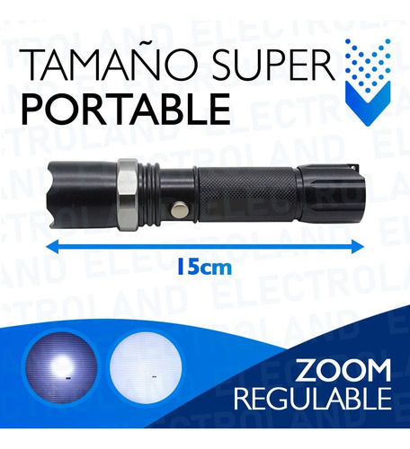 Imagen 5 de 10 de Linterna Táctica Multifunción Led Baliza Recargable Estuche
