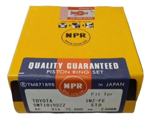 Anillos Toyota Yaris 1.3 Yaris Belta 1.5 Motor 1nz-fe (std)