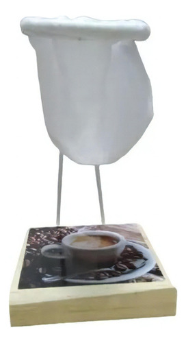 Mini Coador De Café Individual Pano Arte Em Madeira Decorada