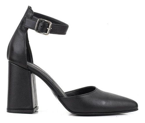 Stilletos Mujer Batistella Calados Con Pulsera Cuero Negro