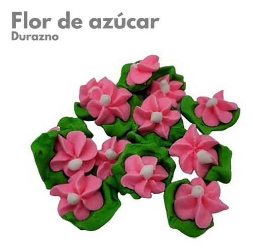 Flor De Azucar Durazno Mediana Con Hoja Nº2 Rosa X25u