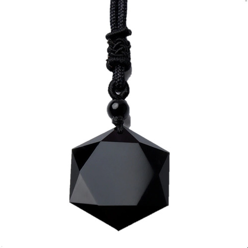 Collar De Obsidiana Black Space Hexagrama Moda 2020. 