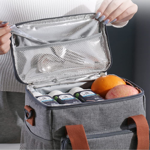 Bolsa De Almuerzo Aislada Reutilizable 7 Litros Gris