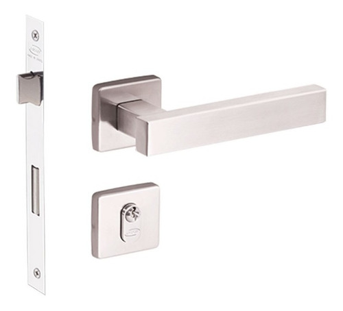 Fechadura Porta Abrir Mobia Quadrada Inox Escovado - Externa