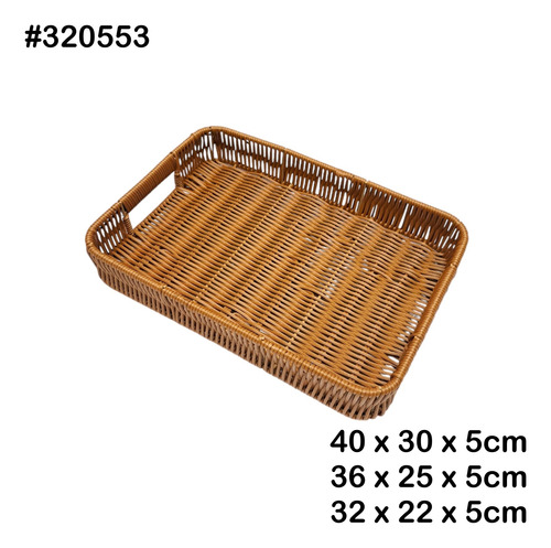Set 3 Canasta De Plastico Trenzado Rectangular 40cm #320553