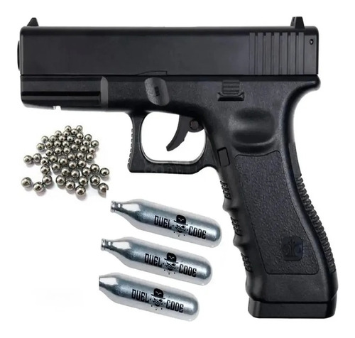 Pistola Co2 4,5 Mm Stinger G17  Balines Garrafas Potenciada 