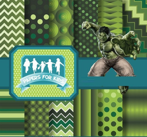 Kit Imprimible Hulk Cotillon + Papeles Fondos Cliparts Fonts