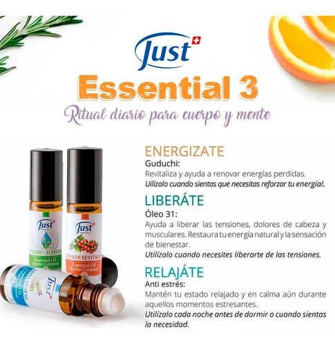 Imagen 7 de 8 de Set De Aceites Swiss Just Essential 3 Y Estuche Negro