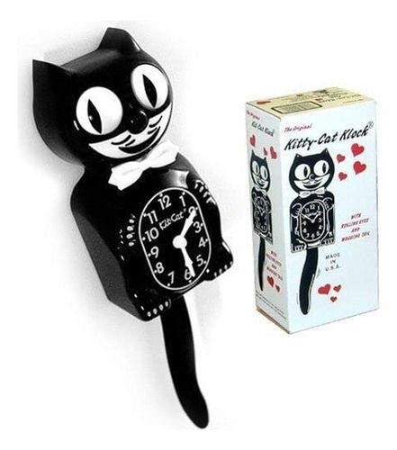 Kit De Reloj De Pared Cat Klock Classic, Negro, 12,75 X 4 X