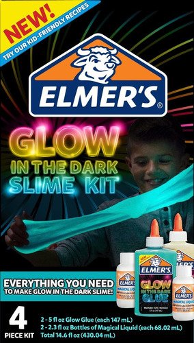 4 Unidades Kit Slime Elmer's Brilla En La Oscuridad Pegante