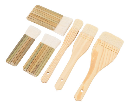 6 Brochas Para Esmaltar Cerámica, Pelo Suave De Cabra