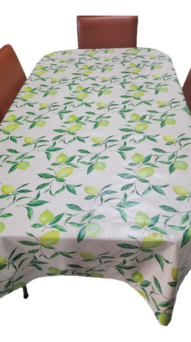 Mantel Mesa Rectangular 1.4x3m Impermeable Cuerina Afelpada Limones
