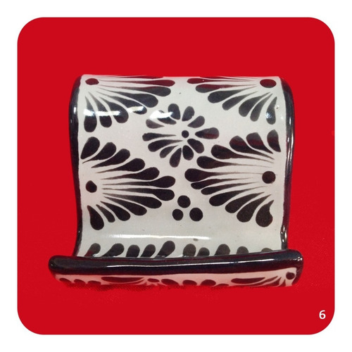 Imagen 5 de 5 de 4 Porta Celular Talavera Poblana Negro Bases Diferentes M6