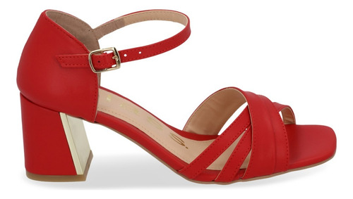 Sandalia De Tacón Rojo Con Detalle En Tacón 029-39