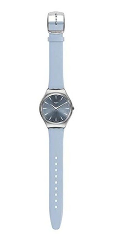 Swatch Syxs118 Reloj De Piel Con Esfera De Color Azul Claro