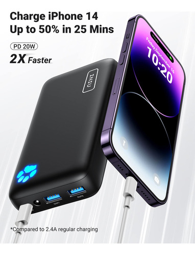 Power Bank Iniu 20000 Mah, 22,5 W, Pd Qc, Usb C, Carga Rápid