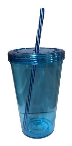 Pack X6 Vasos Acrilico Duro Con Sorbete  Plastico Souvenir