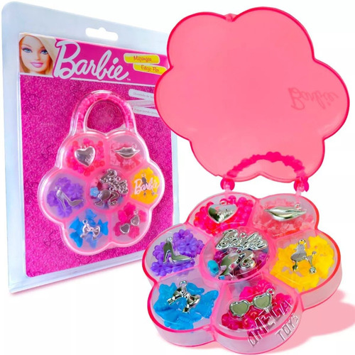 Kit Estojo Com Miçangas Barbie Flor Fun