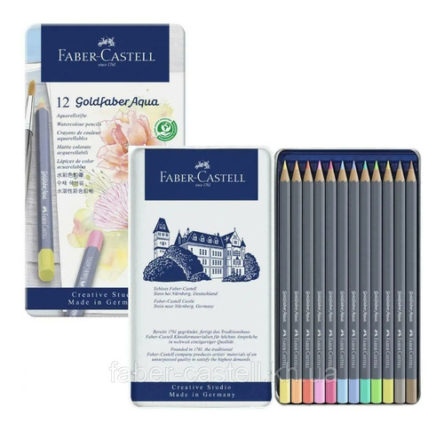 Lápiz 12 Colores Pastel Acuarelable Goldfaber Faber Castell