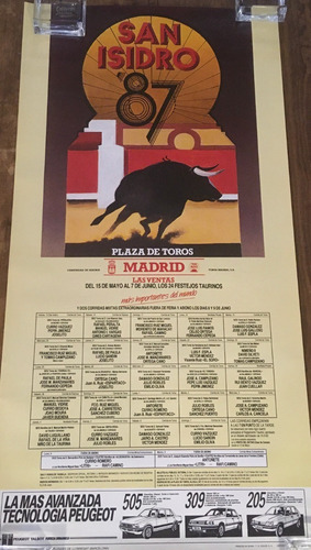 Cartel Taurino San Isidro Las Ventas 1987 (Usado)