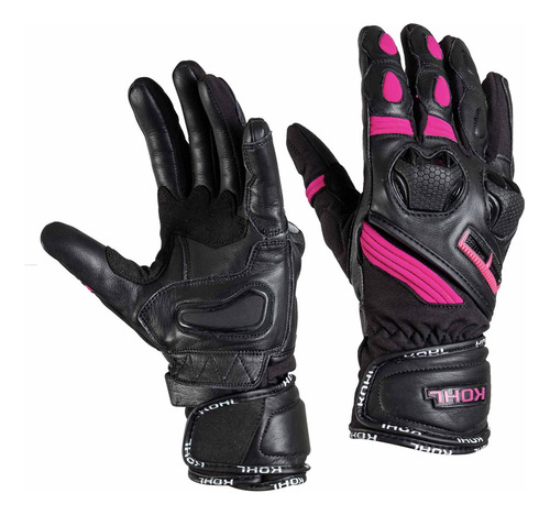 Guantes Motociclista De Piel Con Protecciónes P/ Dama Kohl Color Rosa Talla M