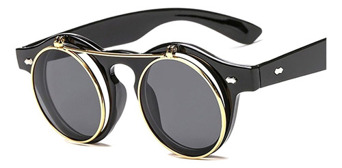 Óculos De Sol Retrô Vintage 2 Lentes Clip On Dobrável 2 Em 1
