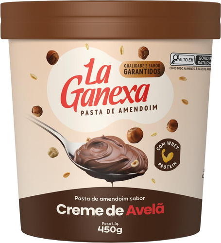 Pasta Amendoim Creme De Avelã La Ganexa Whey Protein 450g