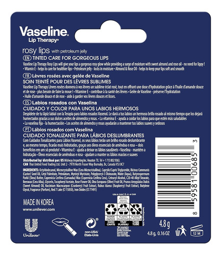 Vaseline Lip Therapy Rosy Lips En Barra 4.8 Grs