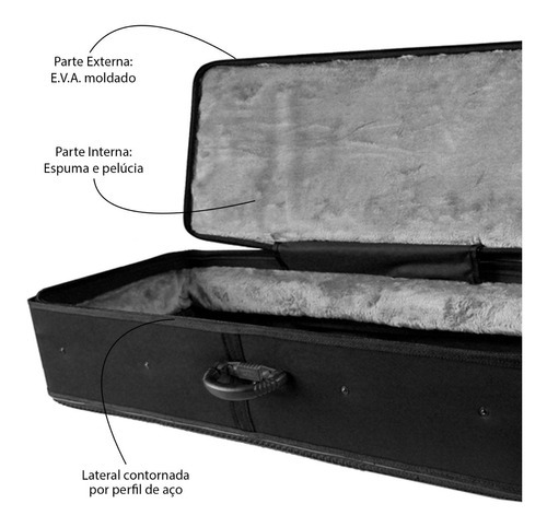 Semi Case Teclado 61 Teclas Slim - Hard Case Solid Sound