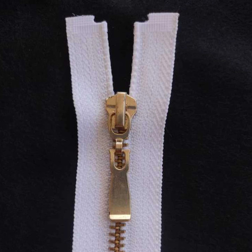 01 Un Zíper Separável 60cm Metal Branco Dourado #5 Cursor G