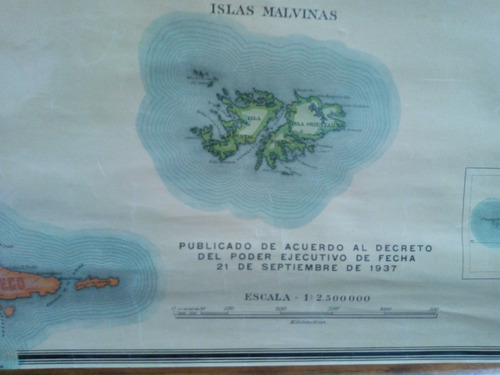 Antiguo Gran Mapa Republica Argentina. 1937 Anilinas Colibri