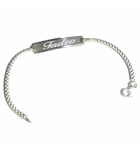 Pulsera Plata Identidad Bebe Niño Niña Grabada Ambos Lados Diámetro 1 Cm Largo 16 Cm