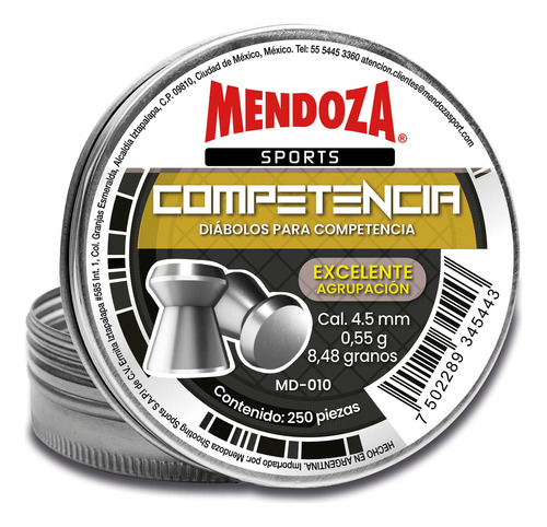 Diábolos Mendoza Competencia Md-010 Punta Plana 4.5mm 250pz