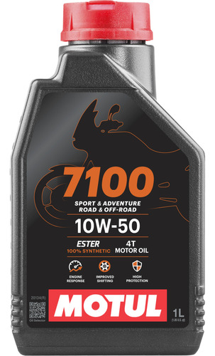 Aceite sintético Motul 7100 10w-50 para motores de motocicletas y cuatriciclos de 4 toneladas, 1 litro