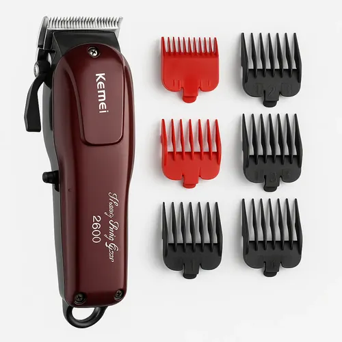 Maquina de Cortar Cabelo Corte Profissional 6 Pentes Cordless KM-2600 Bivolt KEMEI